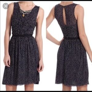 Anthropologie Postmark Retro Navy Polka Dot Dress size medium